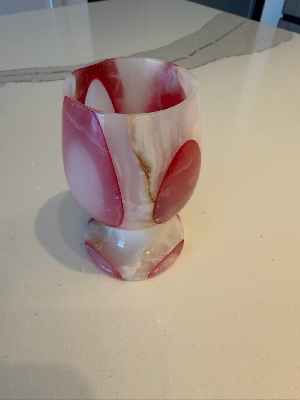 Pink and White Decorative Onyx Goblet - Elegant Home Accent